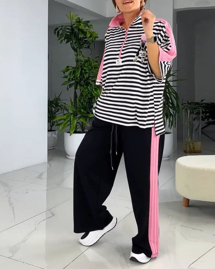 Costume Imprimé Rayé Pantalon Large
