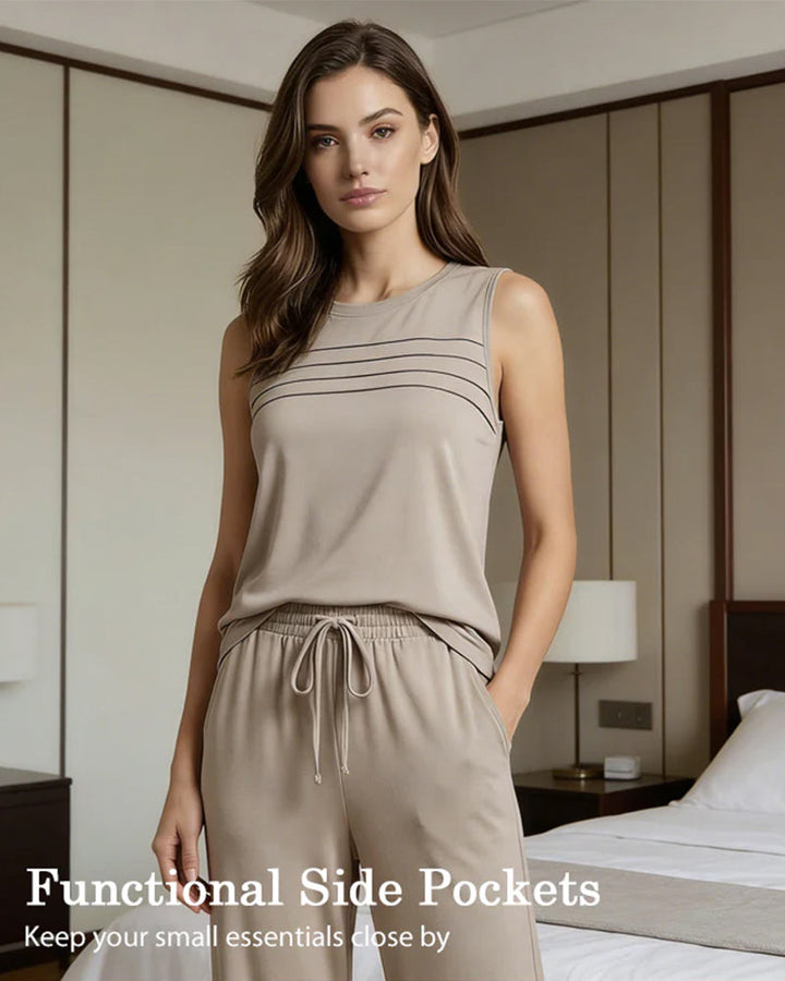 Ensemble Deux Pièces Top Gilet Plissé
