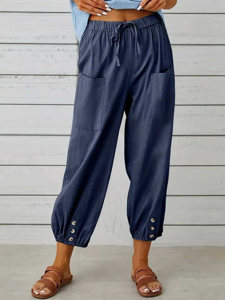 Luciane | Pantalon à cordon et boutons pour femme