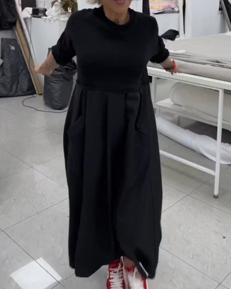 Robe longue décontractée de couleur unie