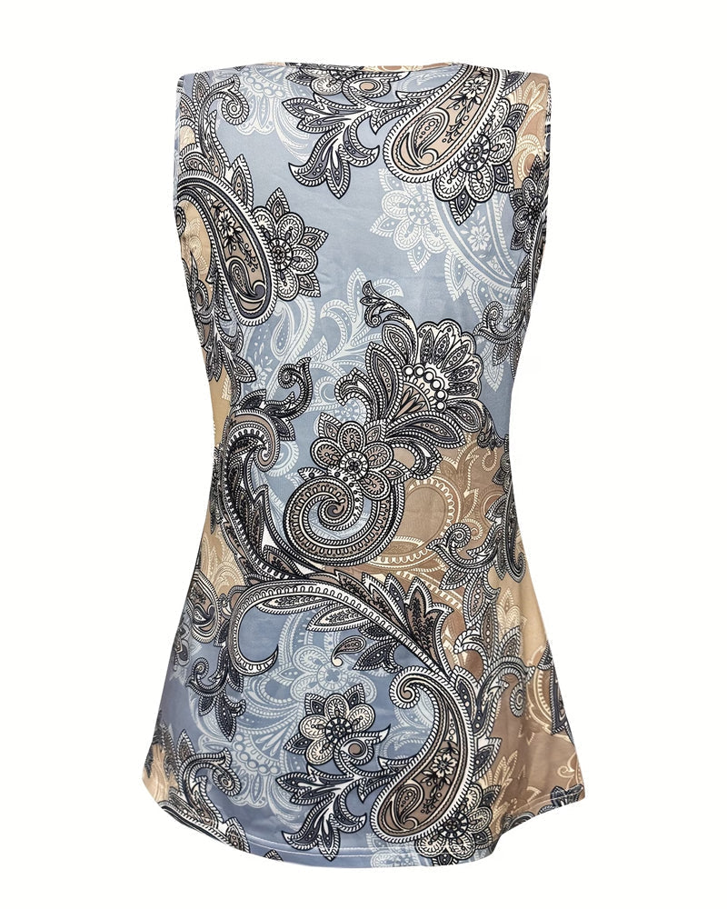 Débardeur Large Col Paisley Imprimé