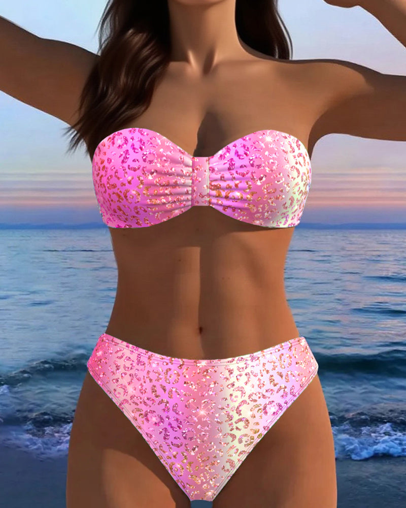 Bikini Imprimé Léopard Bandeau