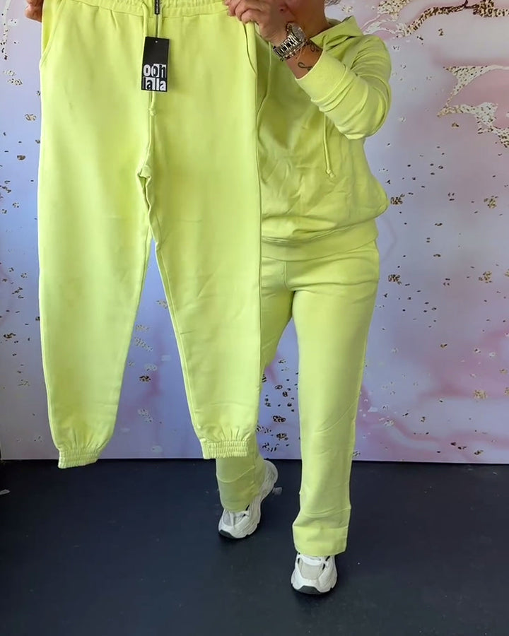 Ensemble deux pièces sweat à capuche et pantalon uni