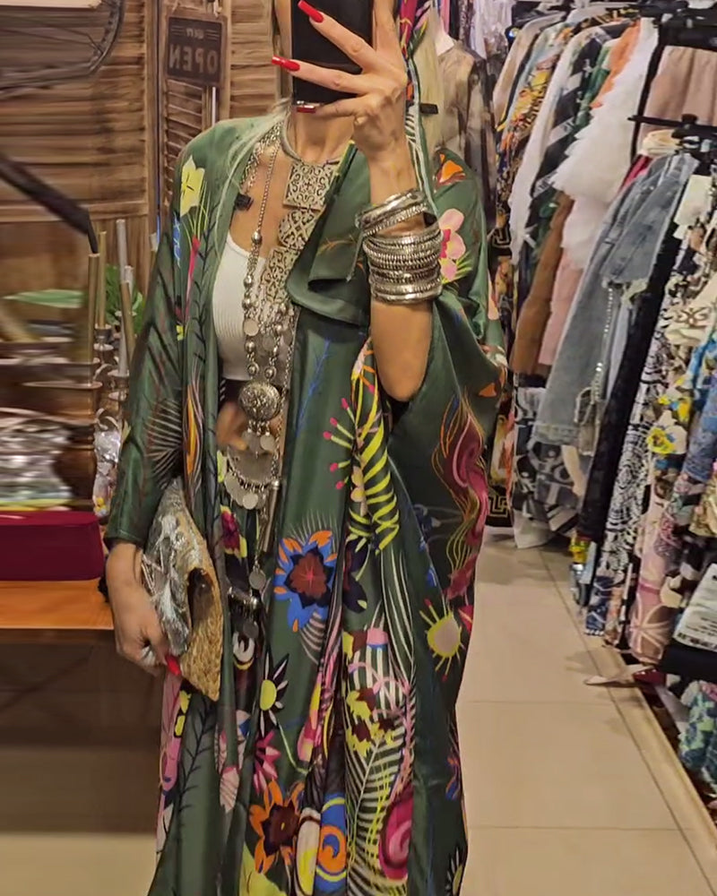 Ensemble deux pièces décontracté imprimé kimono