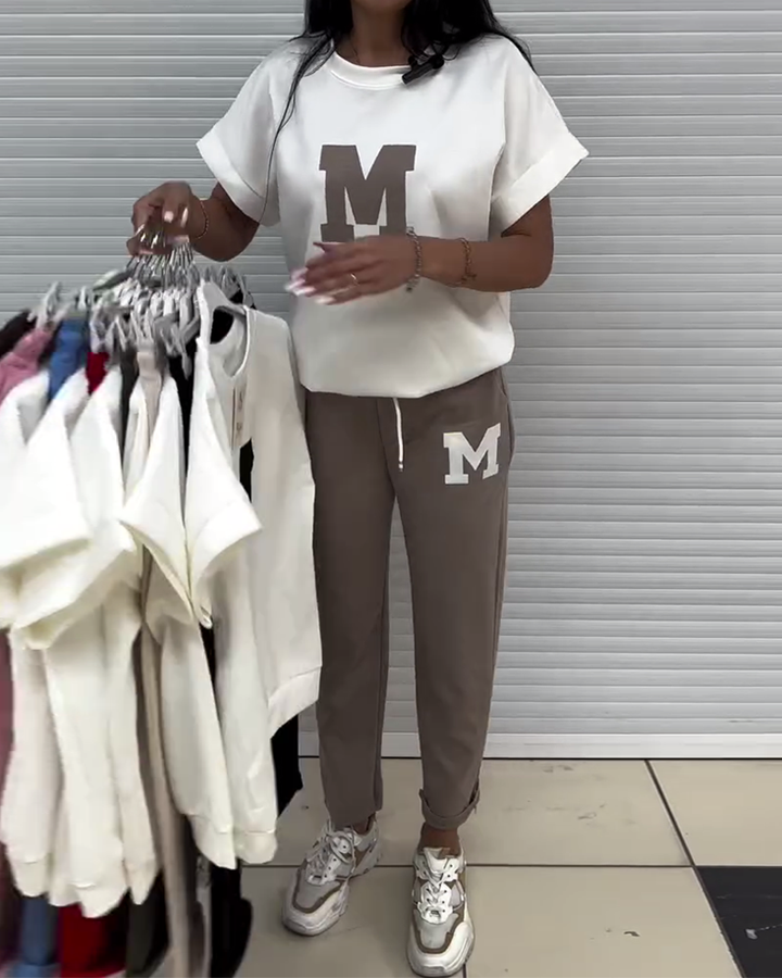 Ensemble Tendance Imprimé Décontracté Deux-Pièces