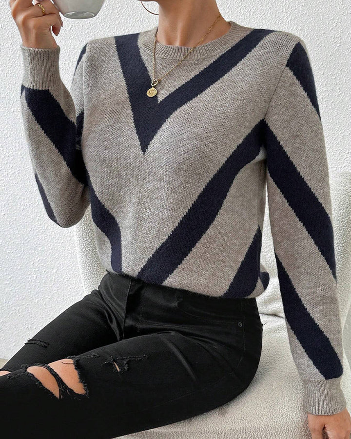Pull Avec Caractéristiques Imprimé Géométrique Et Col Rond