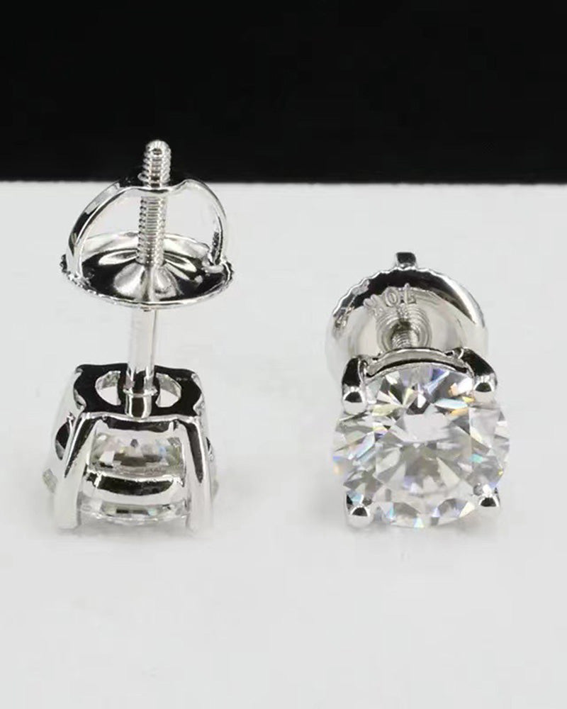 Boucles d'oreilles à tige rondes classiques en zircon