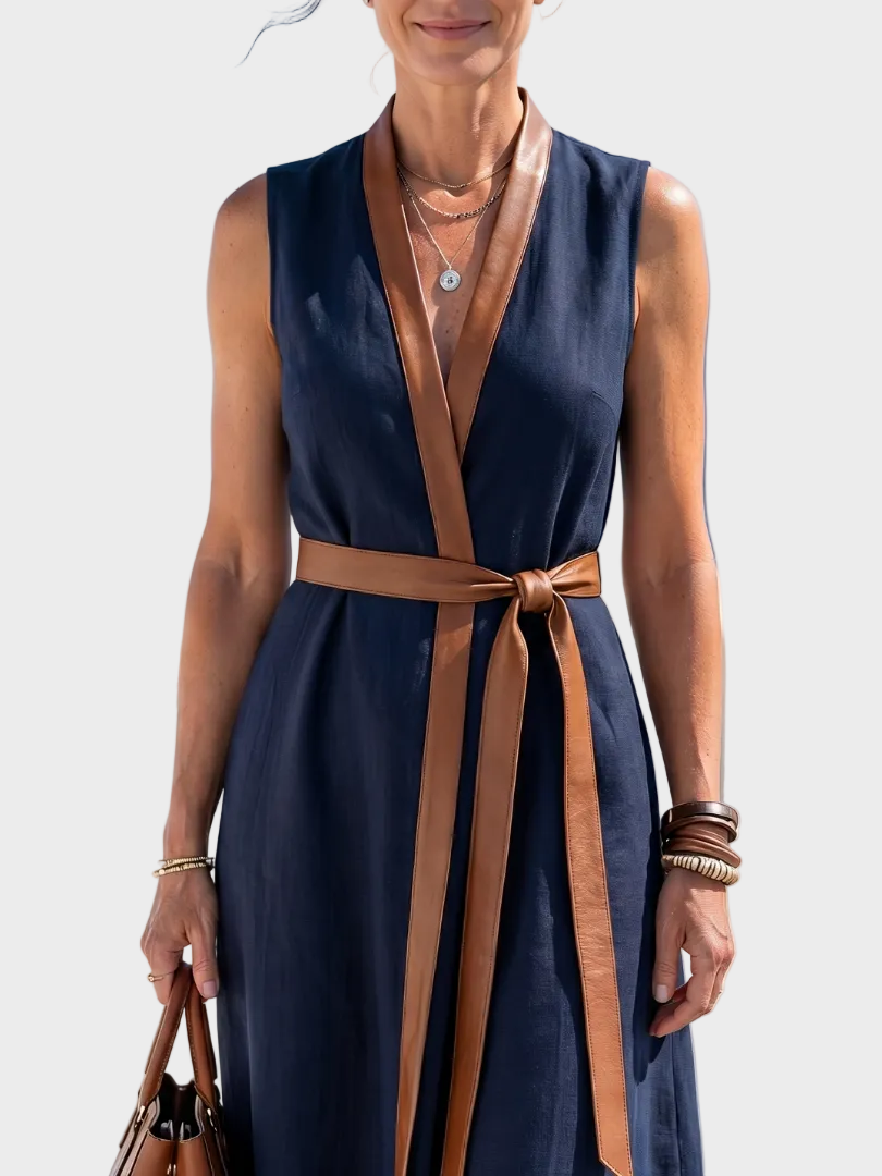 Manon | Robe Midi avec Détail Contrasté