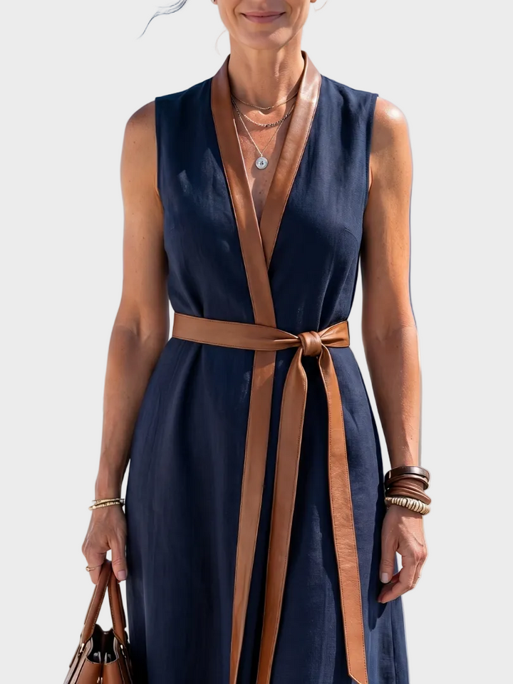 Manon | Robe Midi avec Détail Contrasté