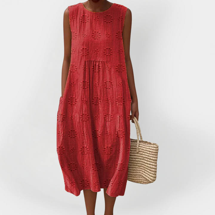 Robe sans manches en coton élégante avec poches