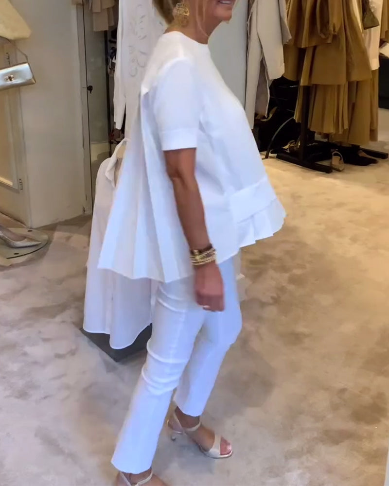 Chemise Plissée Unie Ample