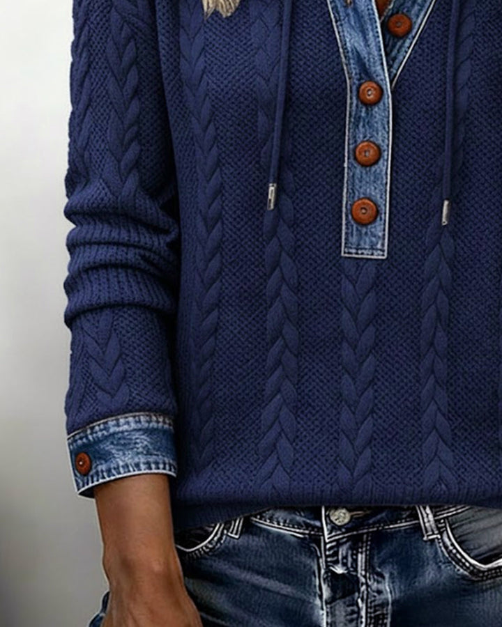 Sweat à capuche à coupe de couleur et boutons
