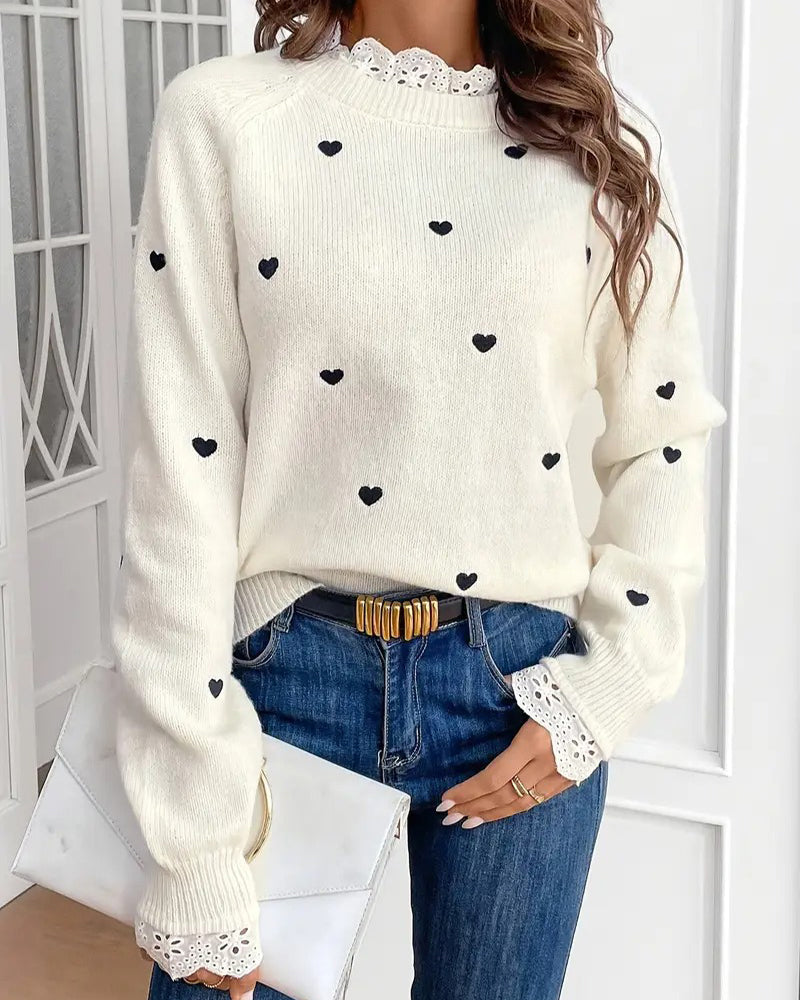 Pull décontracté à la mode en forme de cœur