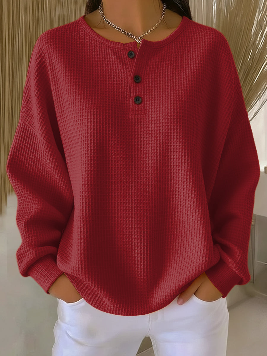 Manon | Pull Henley à Texture Gauffrée