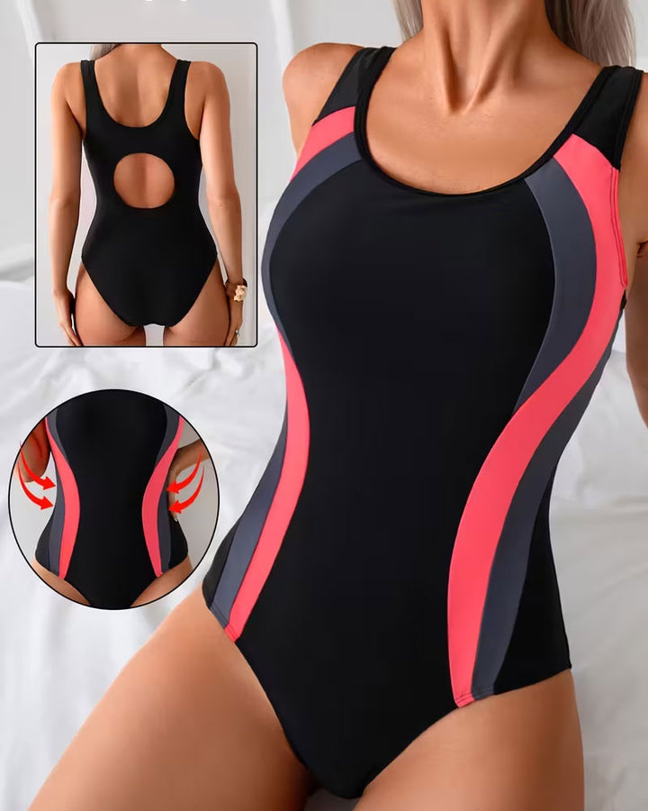 Maillot De Bain Une Pièce Color-Block Imprimé