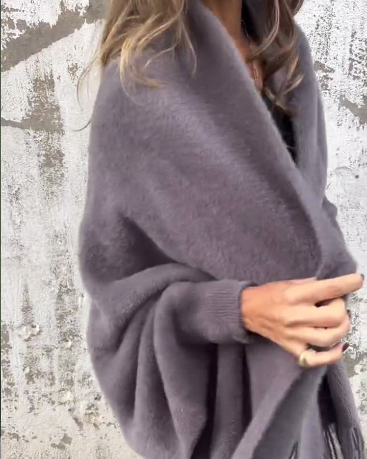 Cardigan décontracté à franges de couleur unie