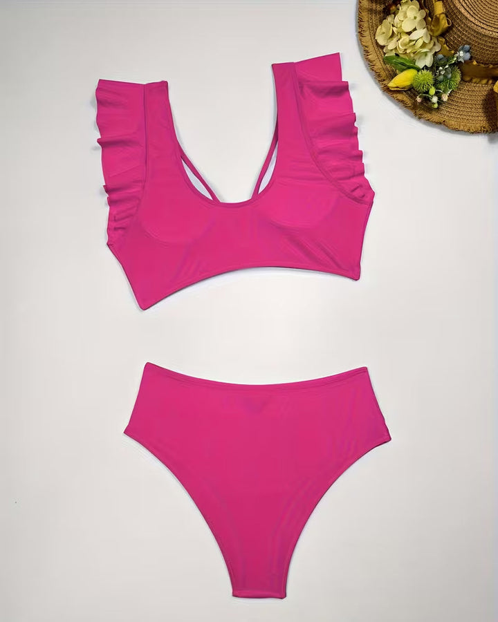 Maillot De Bain Deux Pièces À Volants Avec Étoile À Cinq Branches