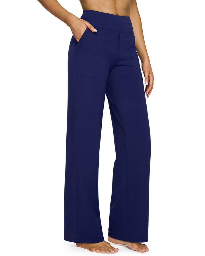 Pantalon Femme Taille Haute Extensible Décontracté Yoga Jambe Large