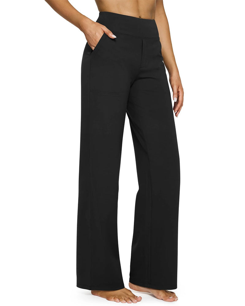 Pantalon Femme Taille Haute Extensible Décontracté Yoga Jambe Large