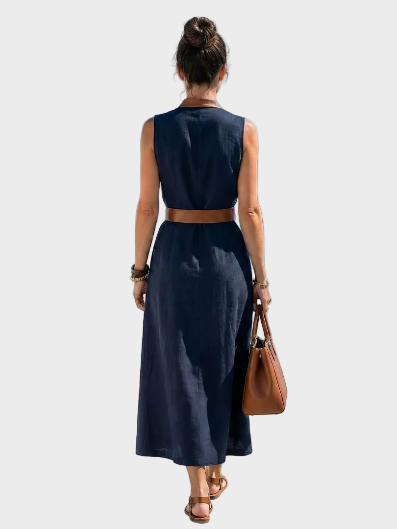Manon | Robe Midi avec Détail Contrasté
