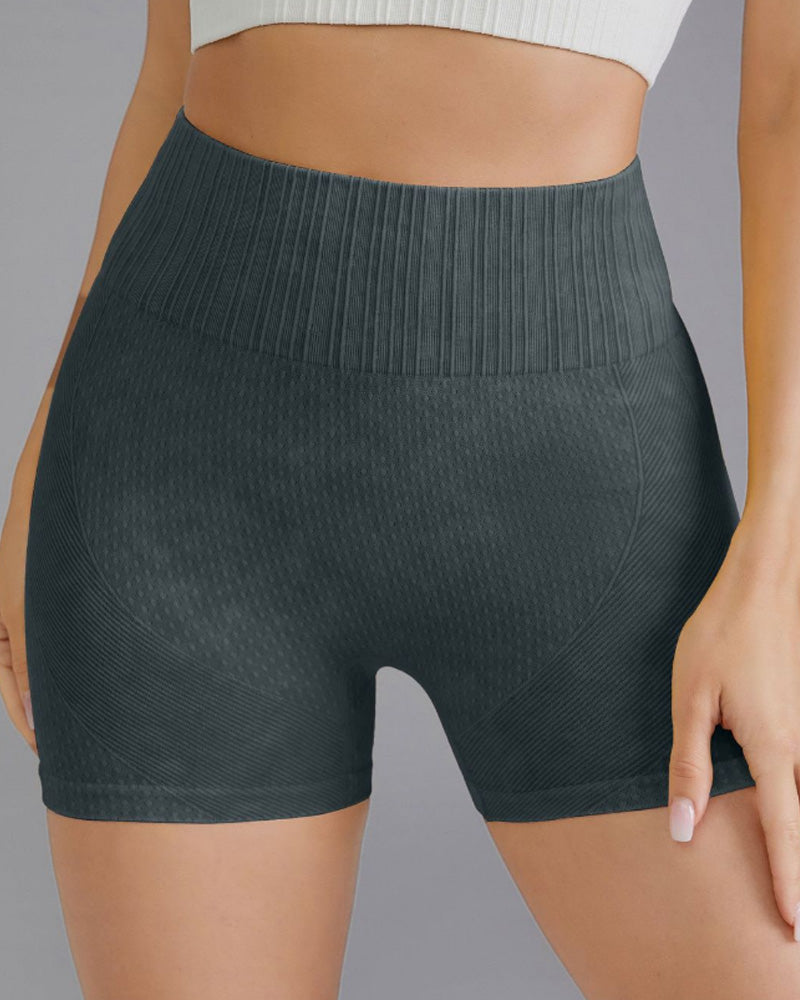 Short taille haute simple de couleur unie