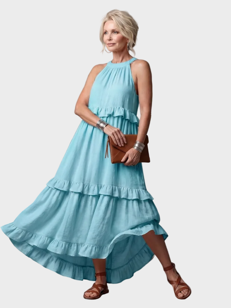 Camille | Robe Maxi Avec Halter et Volants