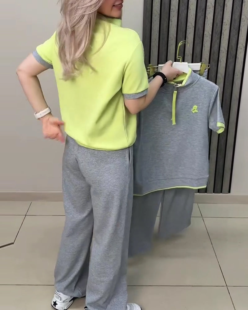 Ensemble Deux Pièces Demi-Creuse Col Montant Sport Décontracté