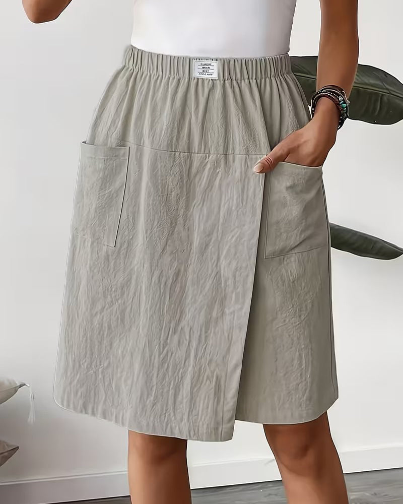 Shorts Décontracté Uni Design Poches