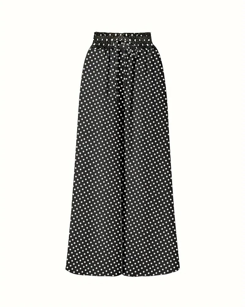 Pantalon Imprimé Pois Long
