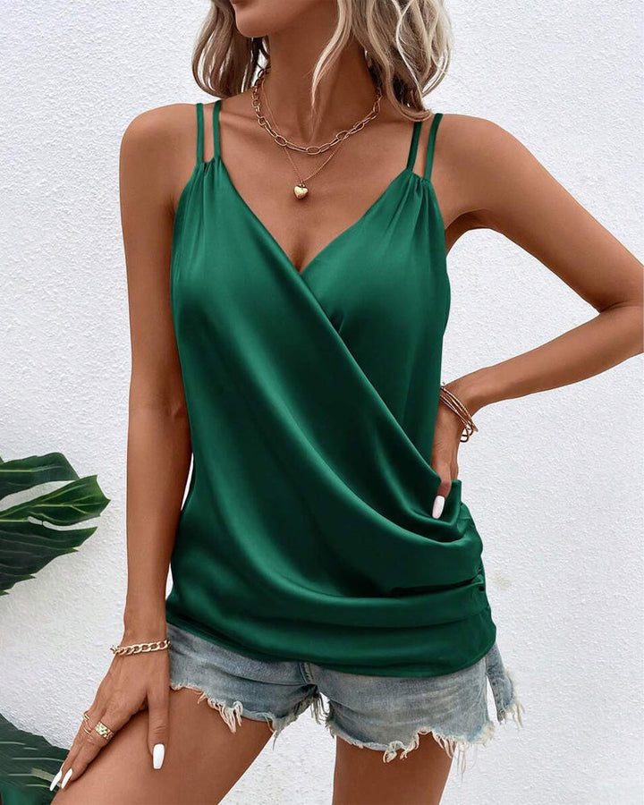 Camisole Élégante à Double Bretelles en Couleur Uni