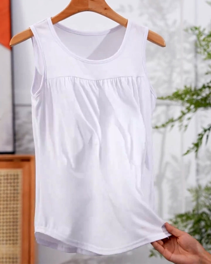 Ensemble Trois Pièces Sans Manches Plissé Veste Ample