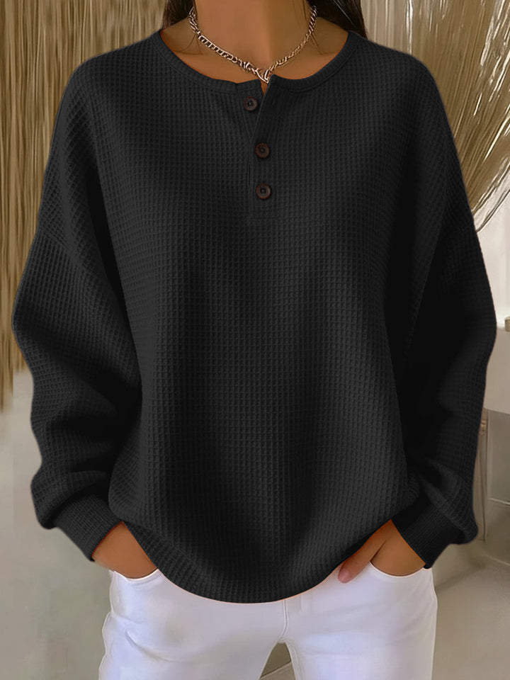 Manon | Pull Henley à Texture Gauffrée