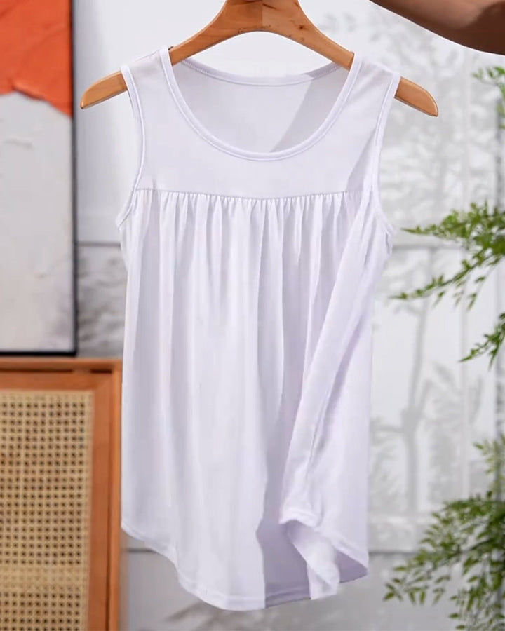 Ensemble Trois Pièces Sans Manches Plissé Veste Ample