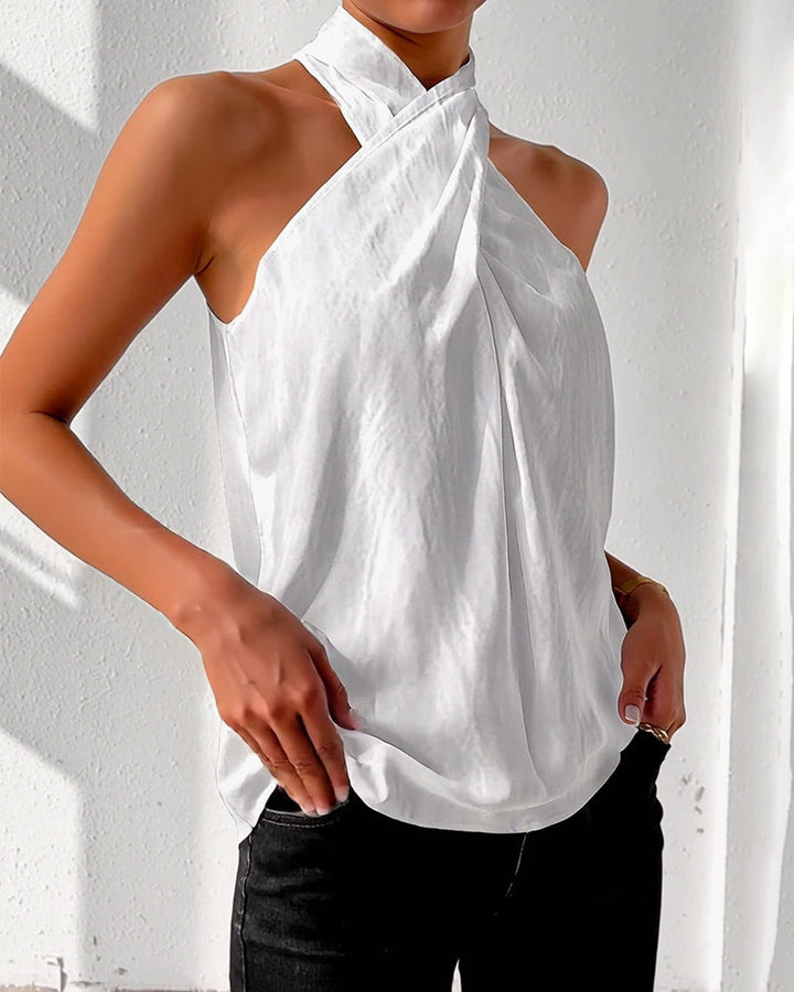 Débardeur Mode Halter Couleur Unie