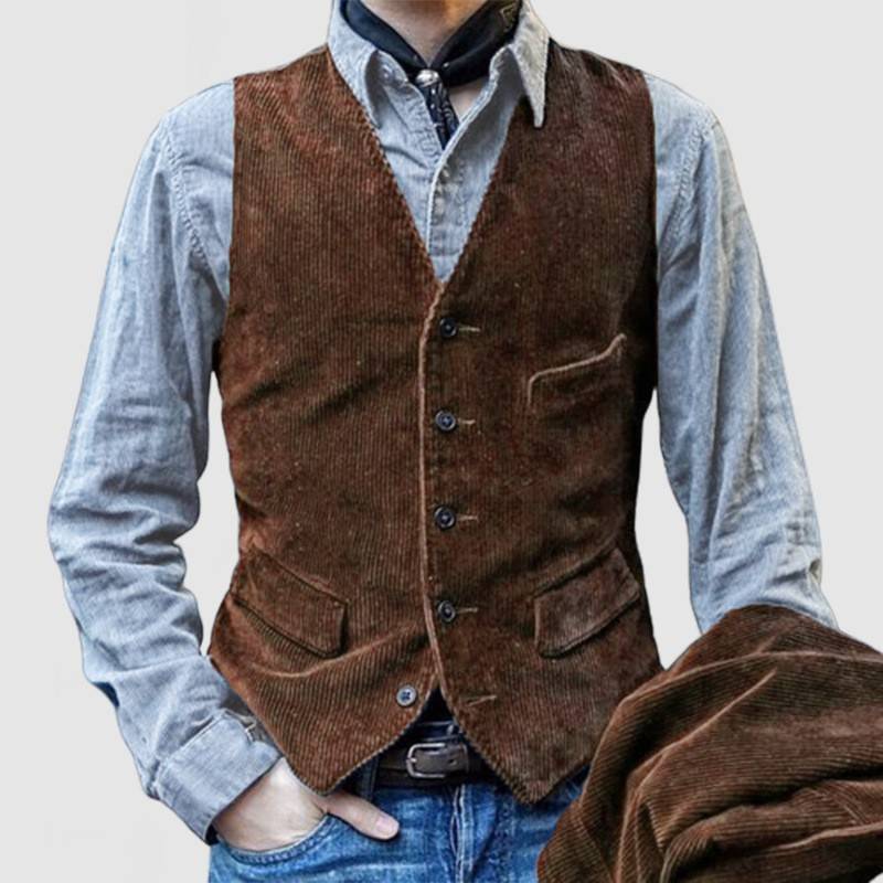 Blazer en velours côtelé vintage avec gilet pour homme