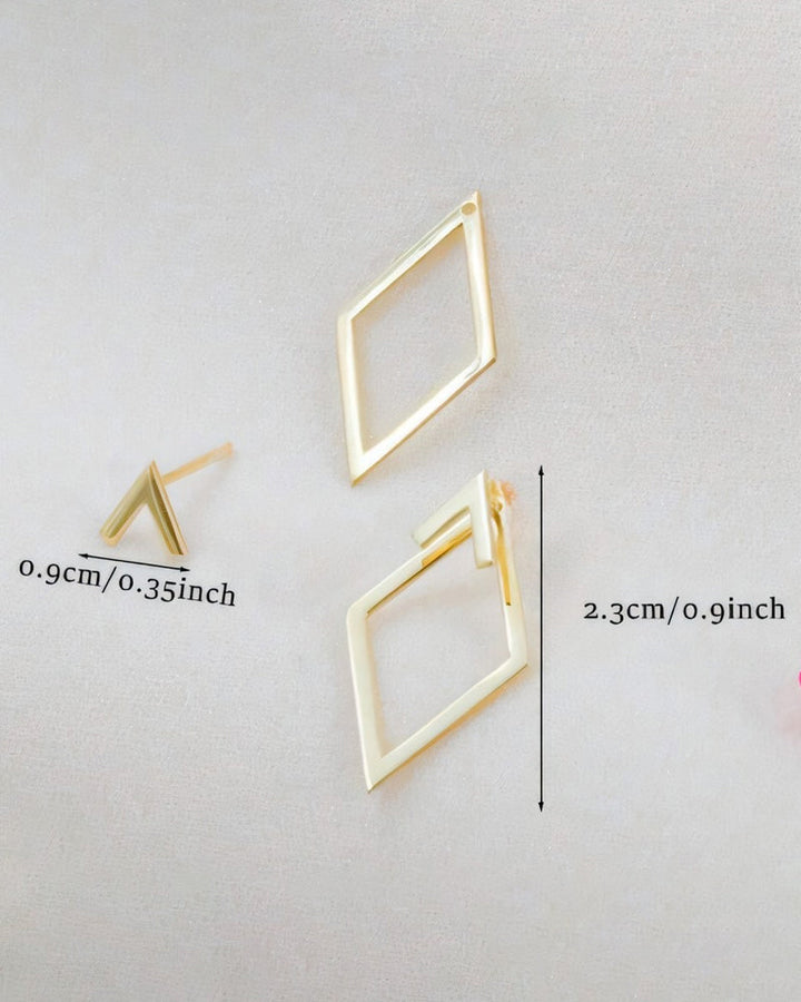 Boucles d'oreilles simples et élégantes en forme de diamant