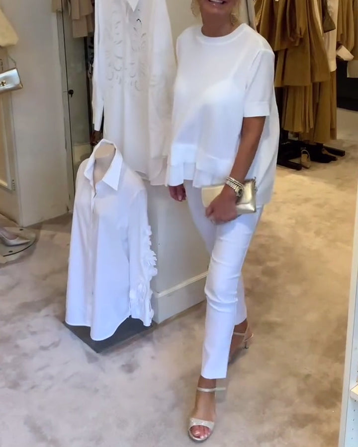 Chemise Plissée Unie Ample