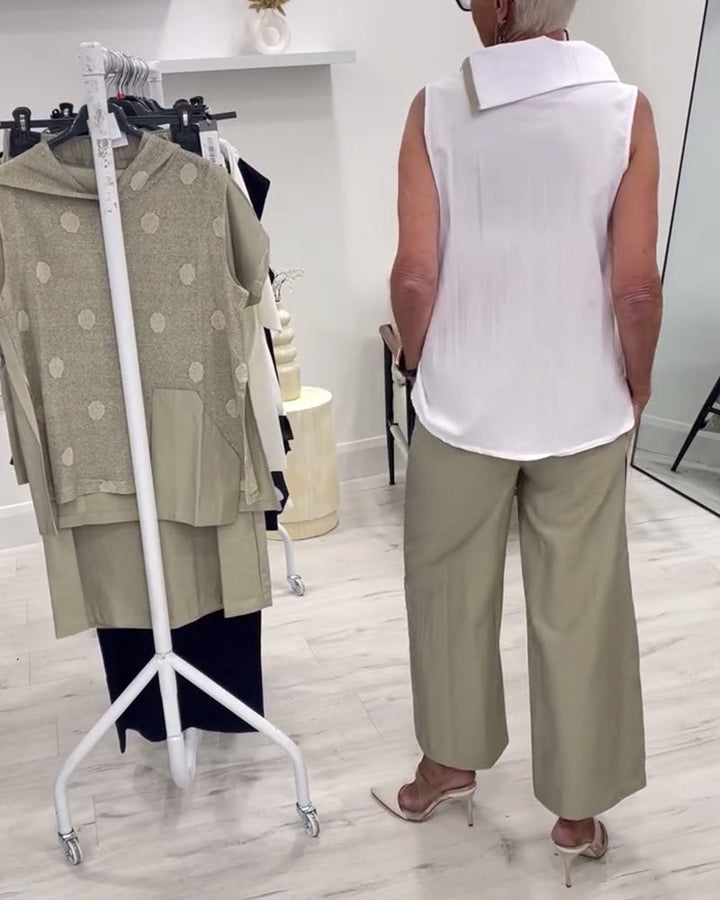 Costume Sans Manches Large Col Tendance