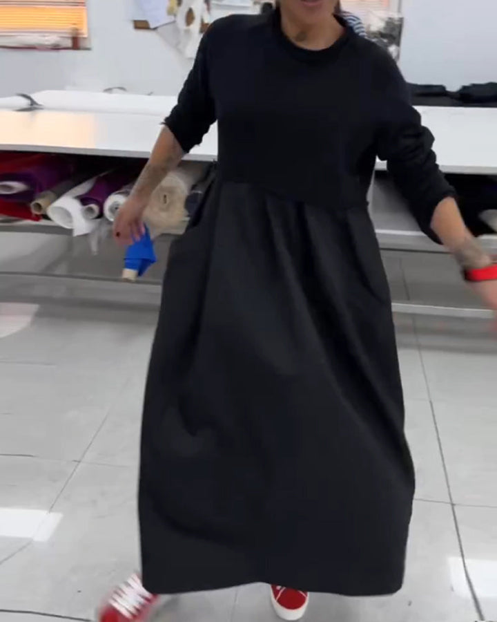 Robe longue décontractée de couleur unie