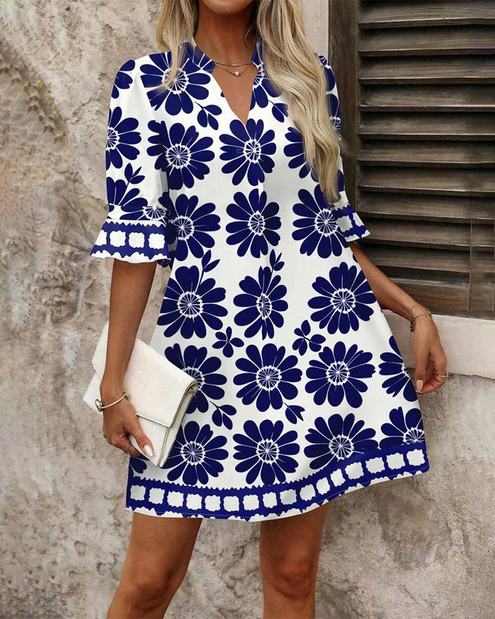 Robe Droite Élégante avec Imprimé Floral