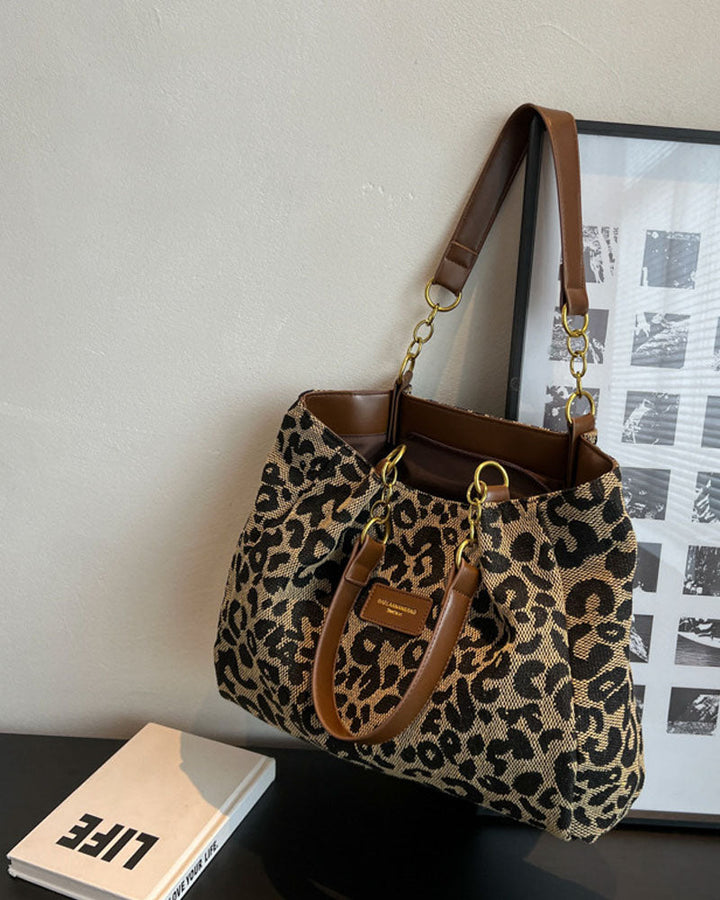 Sac porté épaule imprimé léopard