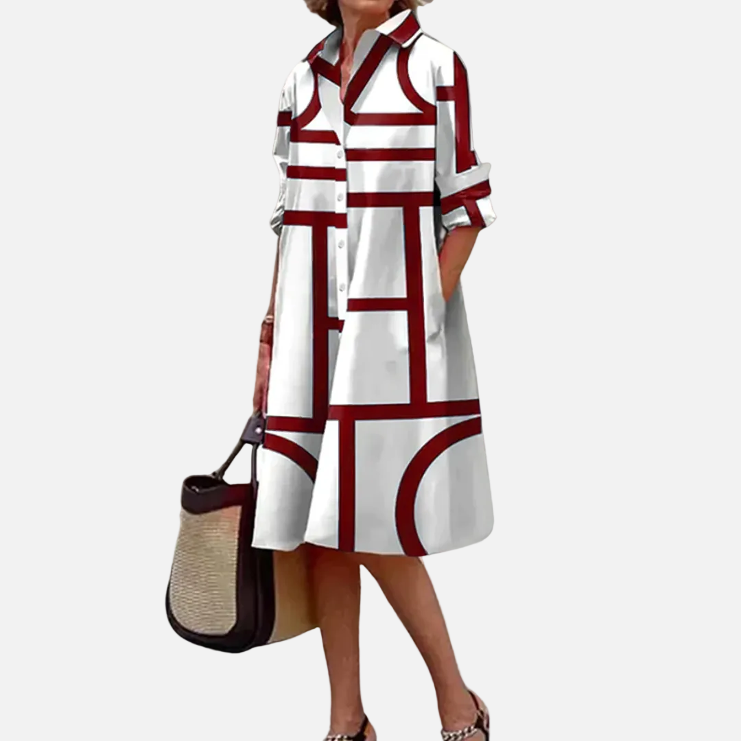 Robe midi à motif géométrique