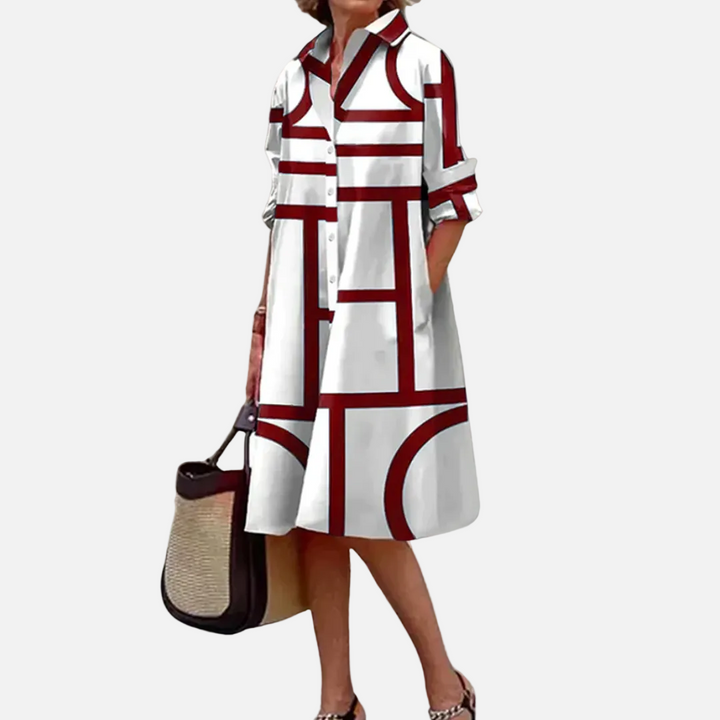 Robe midi à motif géométrique