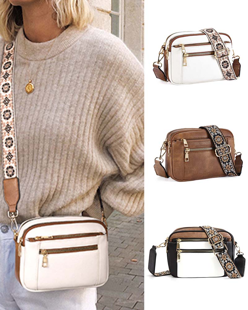 Sac bandoulière zippé multifonctionnel