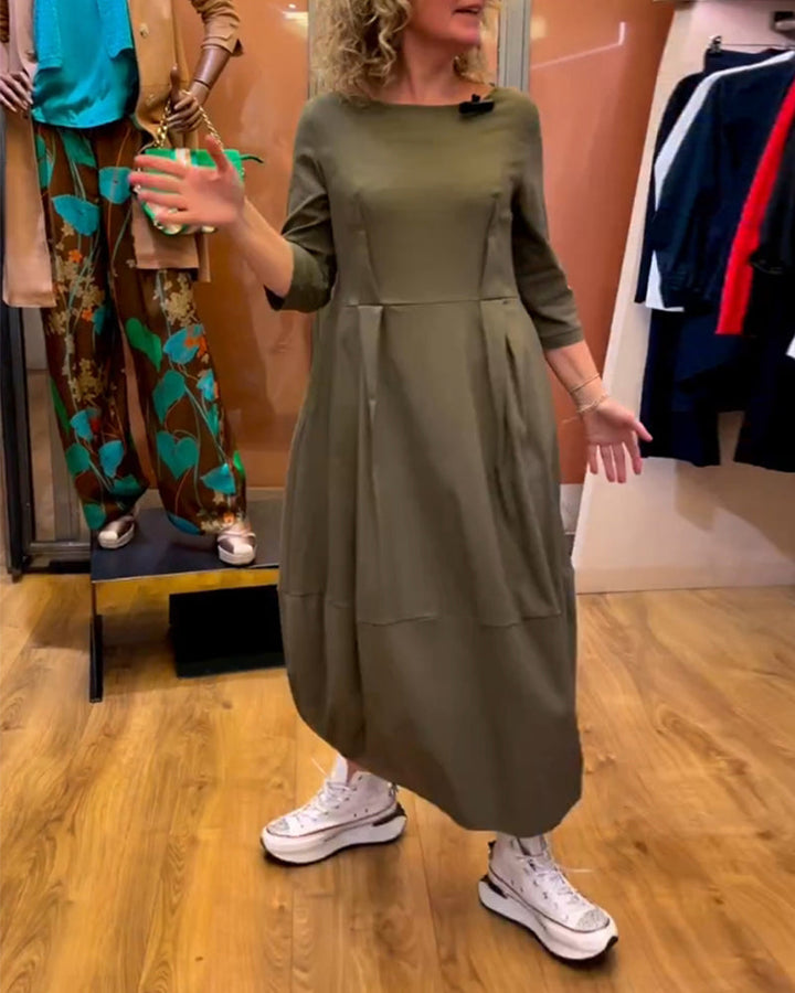Robe à col rond et manches 2/3