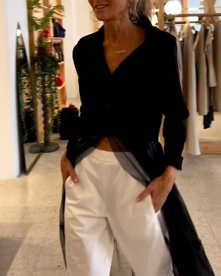 Chemise Longue Fluide à La Mode En Maille