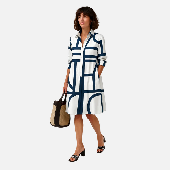 Robe midi à motif géométrique