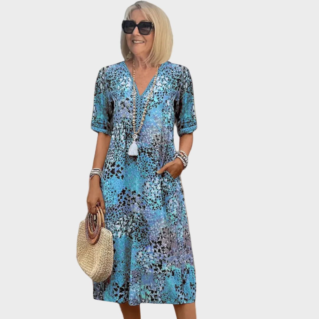 Margaux | Robe midi imprimée avec décolleté en V