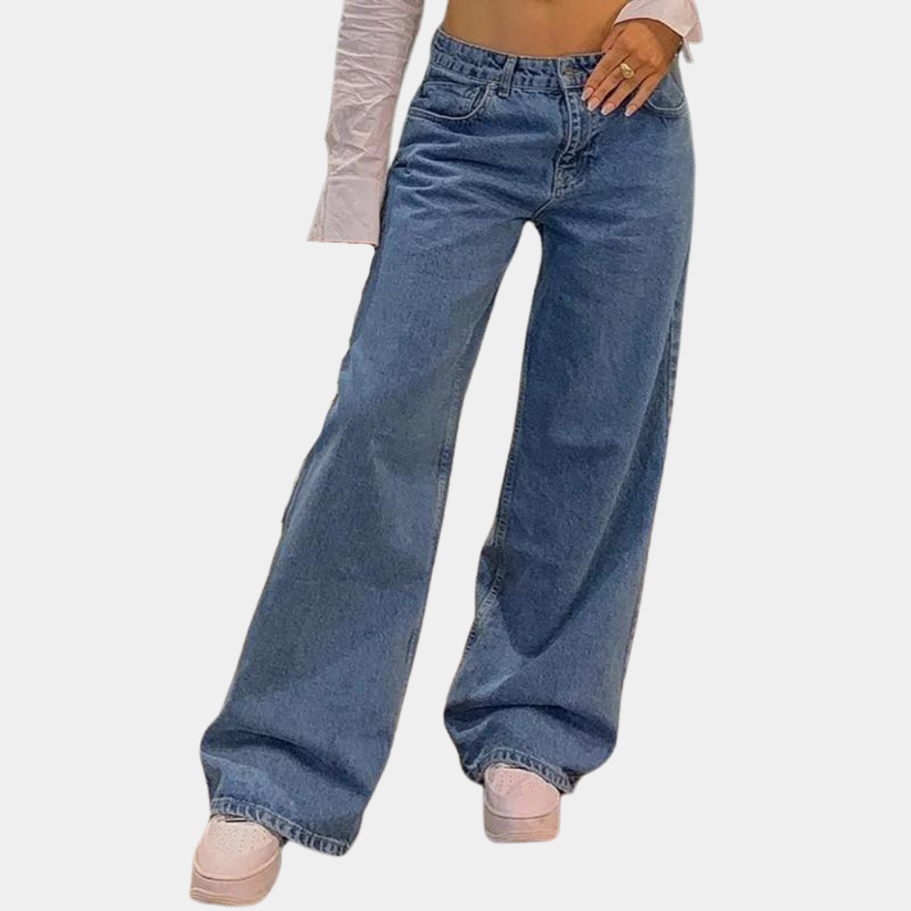 Fioraine | Jean taille basse à jambes larges pour femme