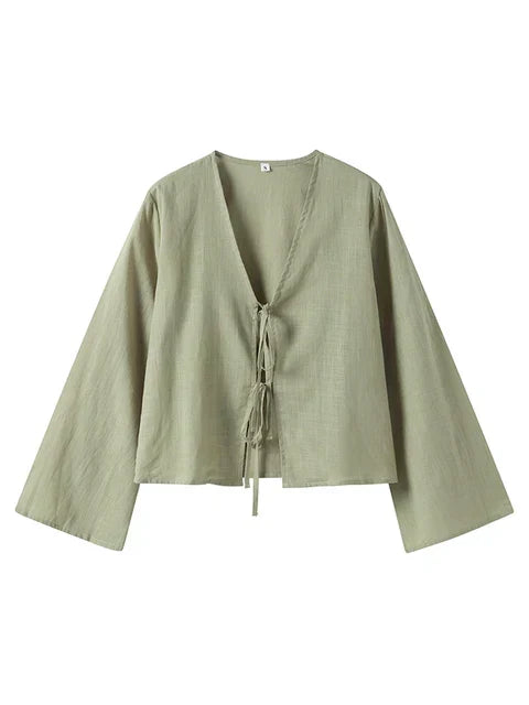 Inaya | Blouse à Nouer sur le Devant avec Silhouette Fluide pour Femme